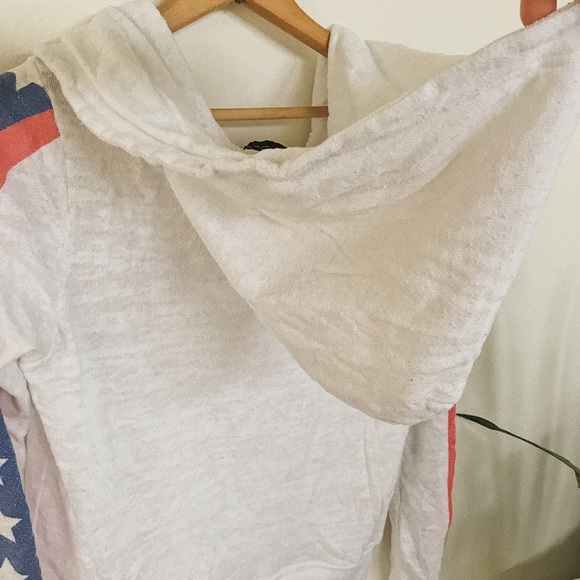 WILDFOX USA Star Hoodie, White/Red/Blue, Size Small / Medium, Super Soft! - Picture 6 of 10